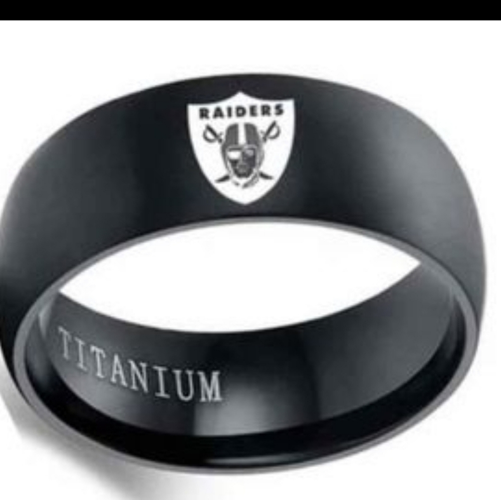 Beautiful Black Titanium Mens Raiders Wedding Band